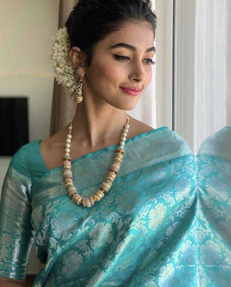 Ksa Lichi Silk KESH551 068 Silk Sarees Bollywood Collections Wholesale Designer Silk Sarees Pooja Hedge Manufacturer