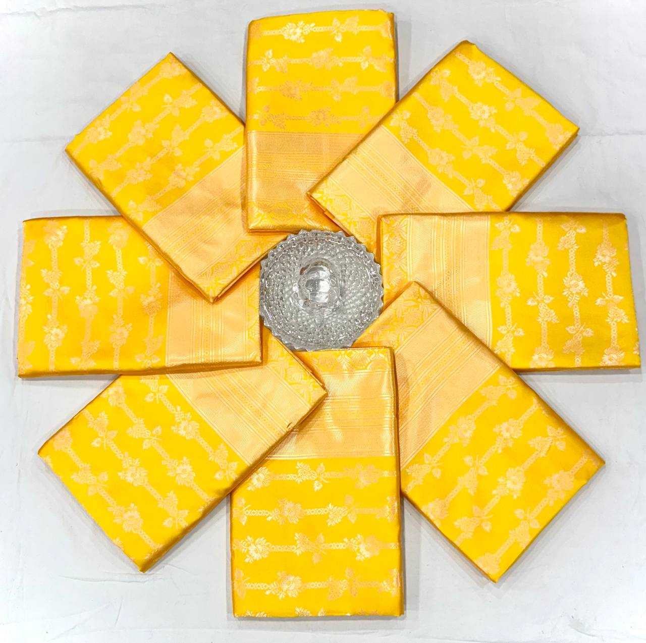 ksa Lichi Silk KESH551 248 Silk Sarees Bollywood Collections Wholesale Yellow Silk Sarees Pooja Hedge Manufacturer