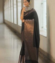 KSA Lichi Silk RIN216 BLACK PARI Silk Sarees Wholesale Banarasi Silk Sarees Soft Silk Sarees Designer Silk Sarees Manufacturer