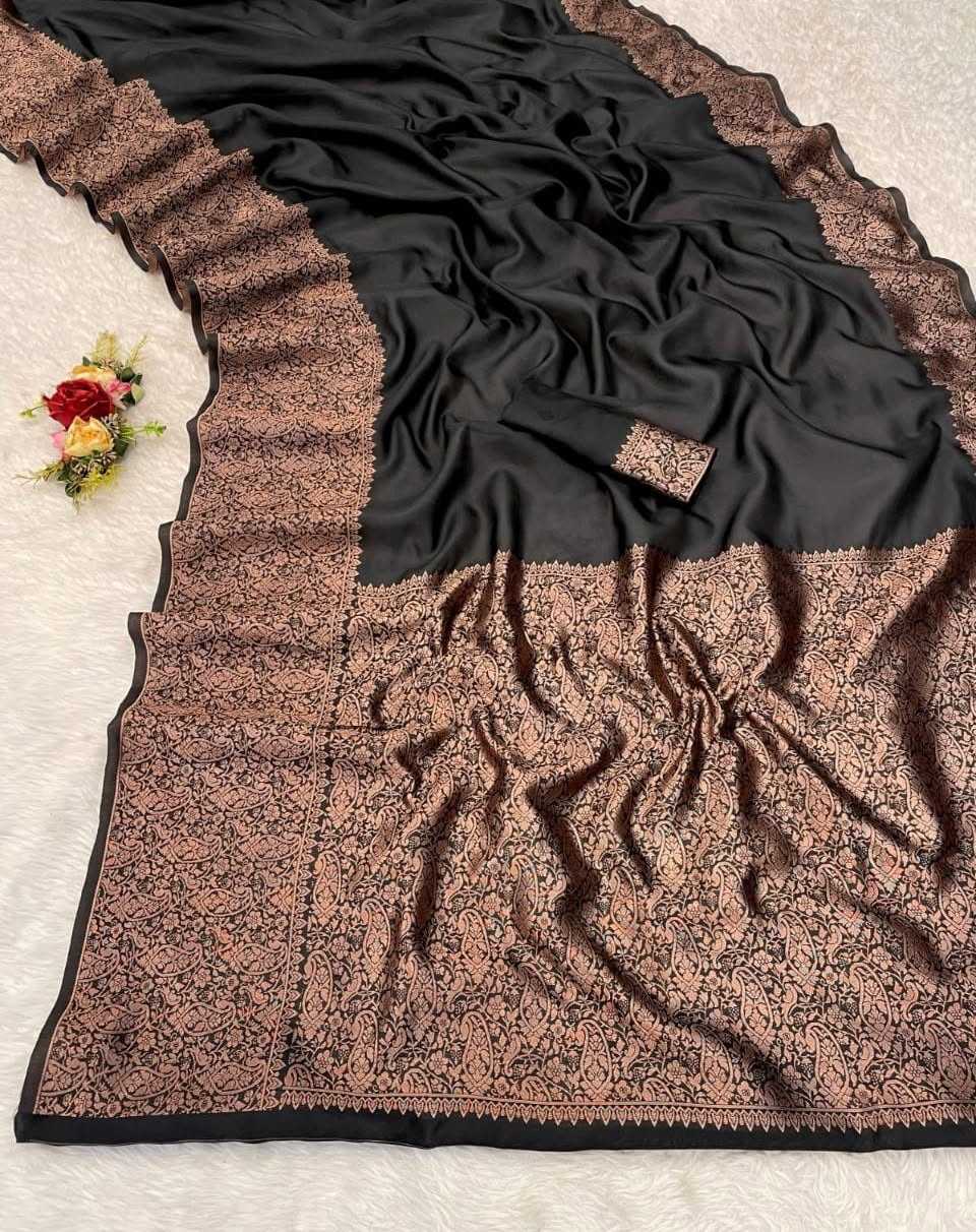 KSA Lichi Silk RIN216 BLACK PARI Silk Sarees Wholesale Banarasi Silk Sarees Soft Silk Sarees Designer Silk Sarees Manufacturer