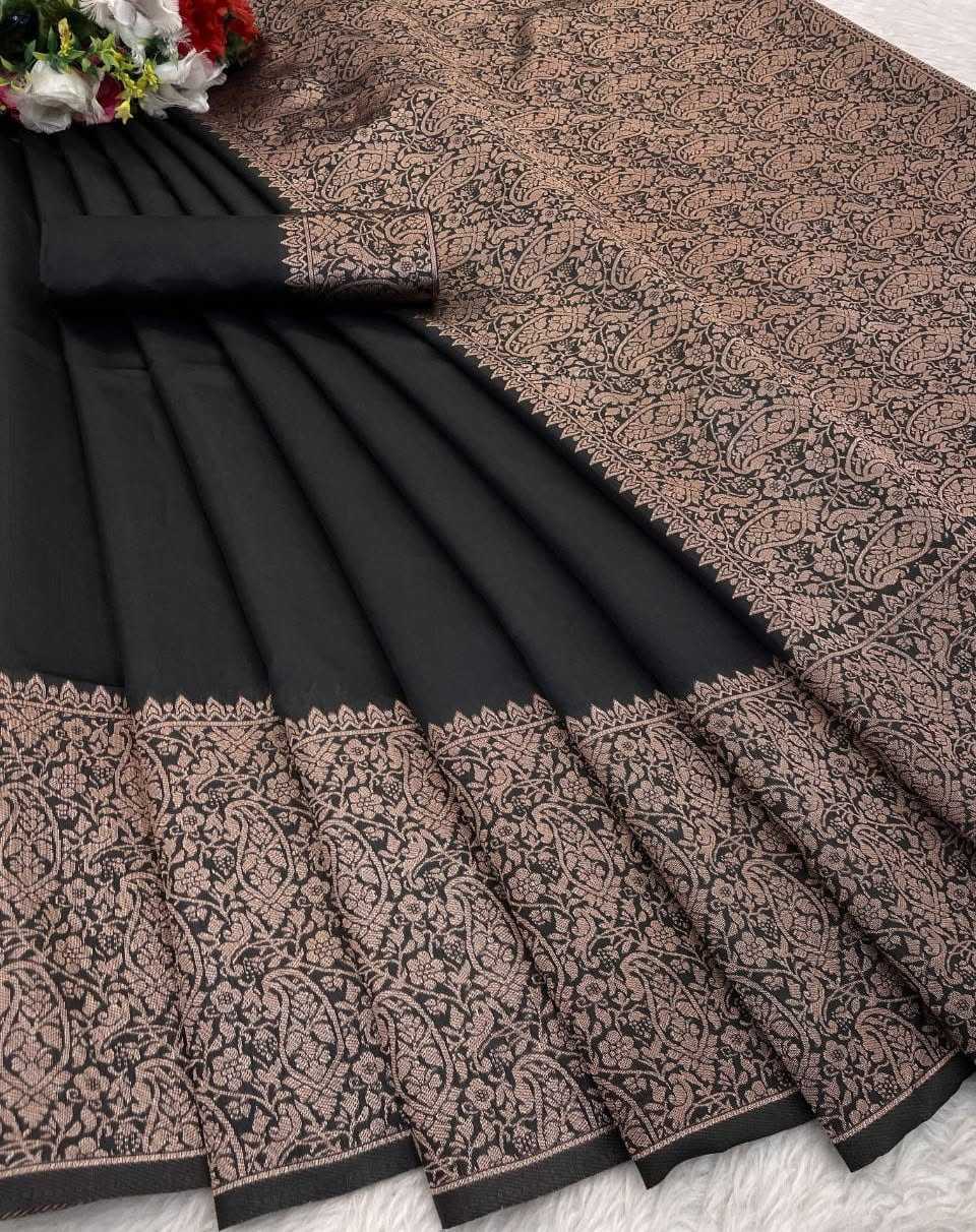 KSA Lichi Silk RIN216 BLACK PARI Silk Sarees Wholesale Banarasi Silk Sarees Soft Silk Sarees Designer Silk Sarees Manufacturer