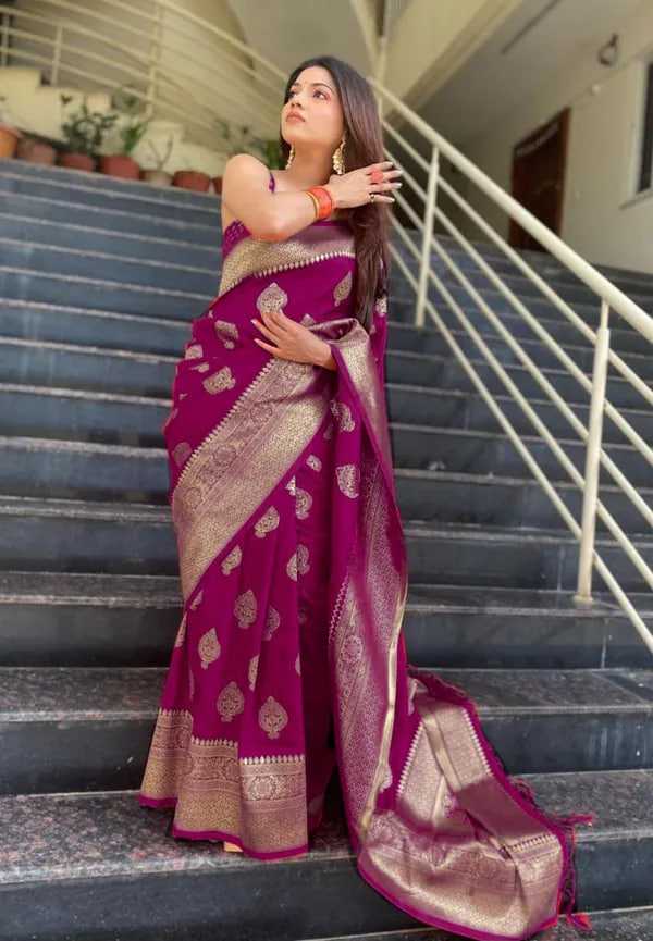 Ksa Lichi Silk RIN219 1610 Sarees Wholesale Fancy Sarees Ladies Sarees Jacquard Saree Manufacturer