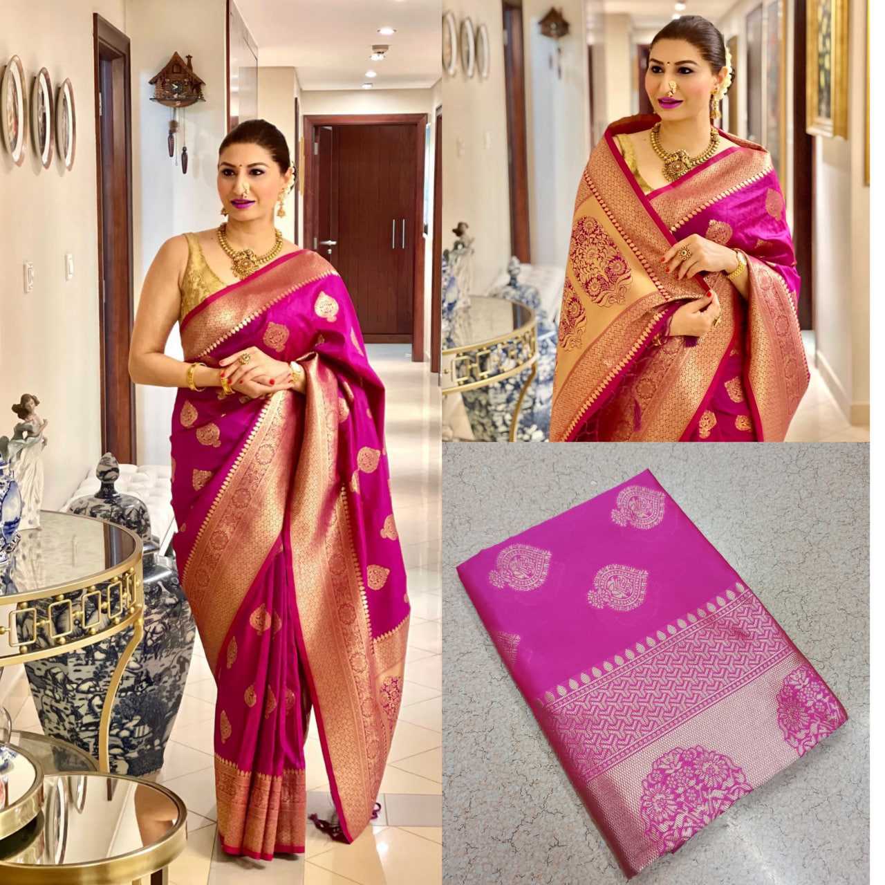 Ksa Lichi Silk RIN219 1610 Sarees Wholesale Fancy Sarees Ladies Sarees Jacquard Saree Manufacturer