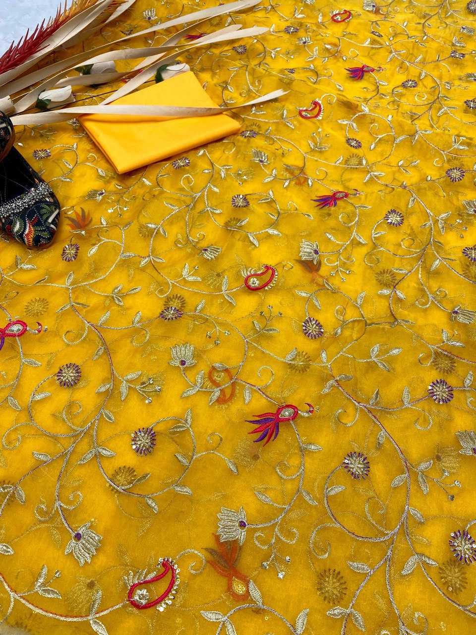 Ksa ORGANZA RIN141 1742 SAREES WHOLESALE ORGANZA PARTY WEAR SEQUENCE WORK SAREES MANUFACTURER