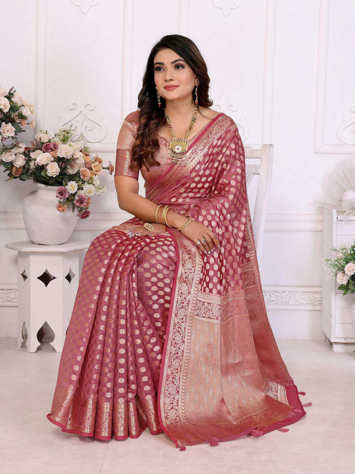KSA Organza Silk RIN183 ARUNI Sarees Wholesale Zari Border Sarees Silk Sarees Manufacturer