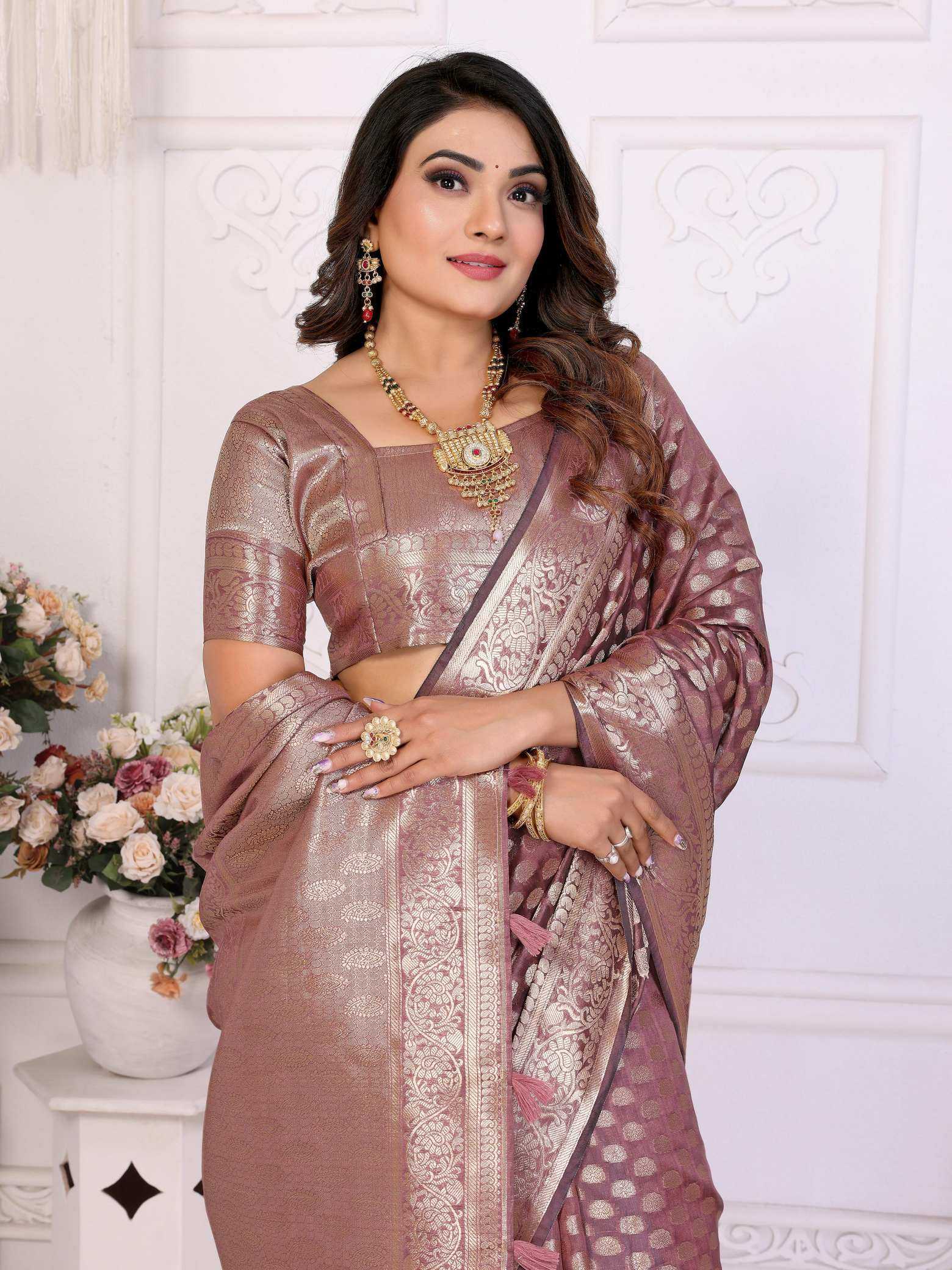 KSA Organza Silk RIN183 ARUNI Sarees Wholesale Zari Border Sarees Silk Sarees Manufacturer