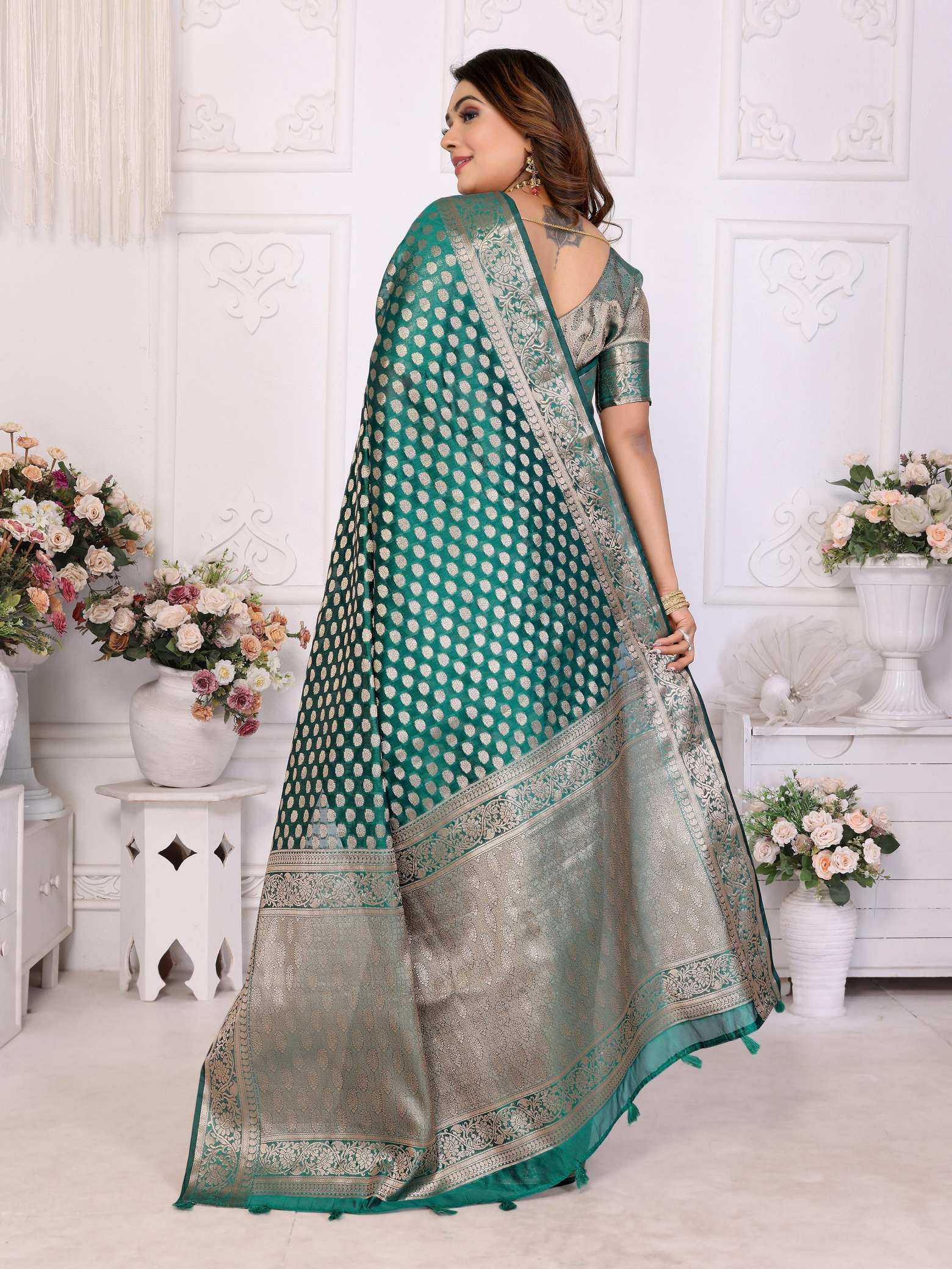 KSA Organza Silk RIN183 ARUNI Sarees Wholesale Zari Border Sarees Silk Sarees Manufacturer