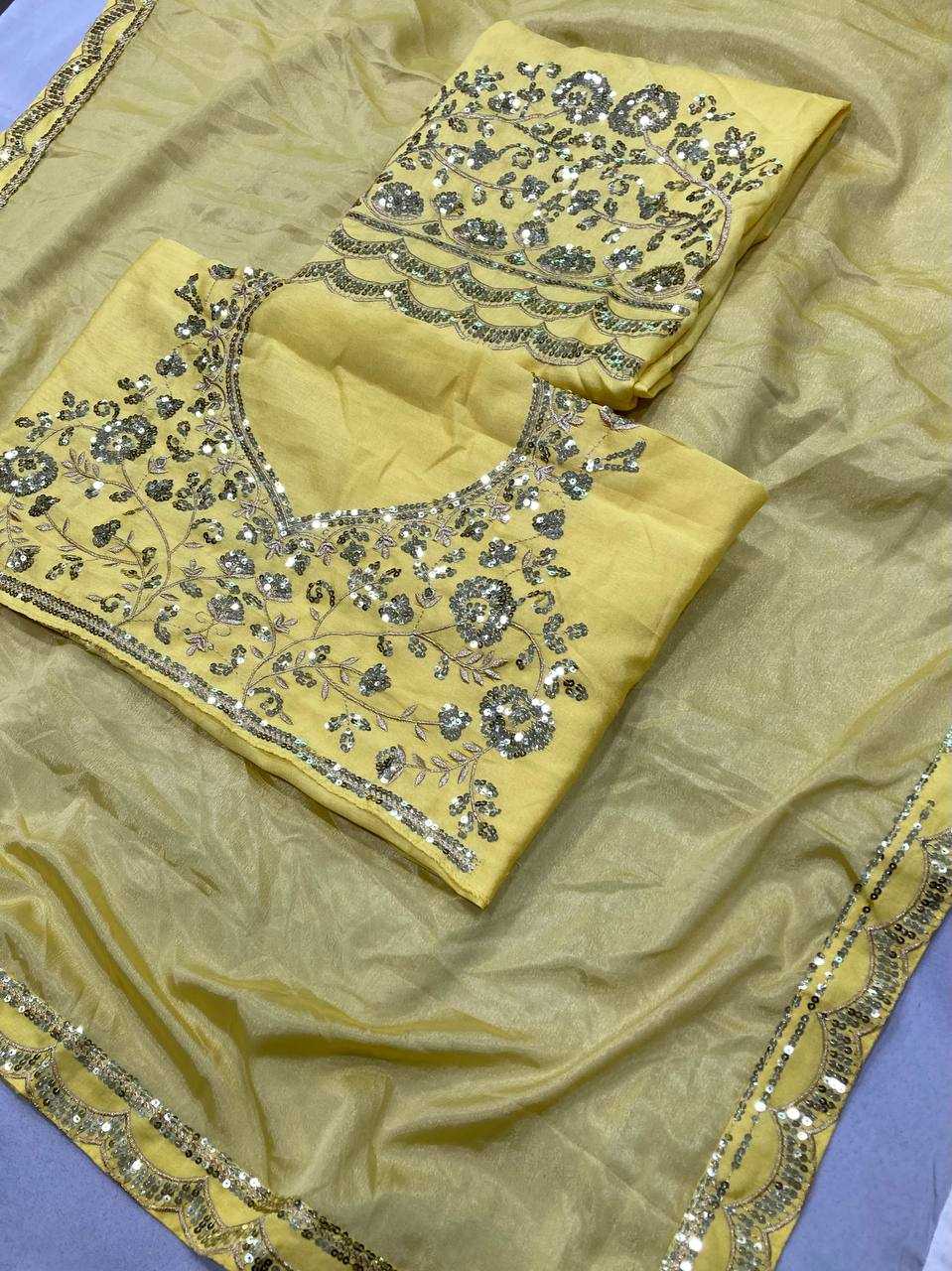 Ksa Pure Chiffon RIN188 Jhanvi Sarees Bollywood Collections Wholesale Party Wear Sarees Fancy Sarees Embroidered Sarees Janhvi kapoor Sarees Manufacturer