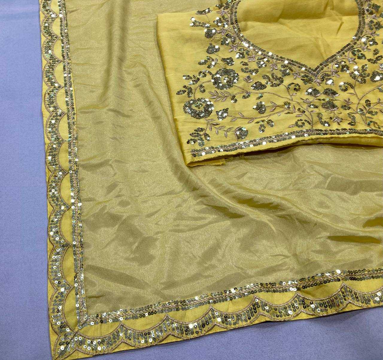 Ksa Pure Chiffon RIN188 Jhanvi Sarees Bollywood Collections Wholesale Party Wear Sarees Fancy Sarees Embroidered Sarees Janhvi kapoor Sarees Manufacturer