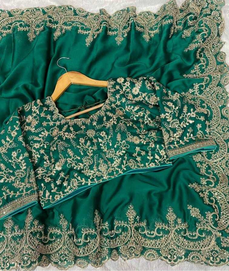 ksa Rangoli Silk RIN164 Dixit-2 Silk Sarees Wedding Collections Bollywood Collections Wholesale Madhuri Dixit Sarees Embroidered Silk Sarees Green Silk Sarees Manufacturer