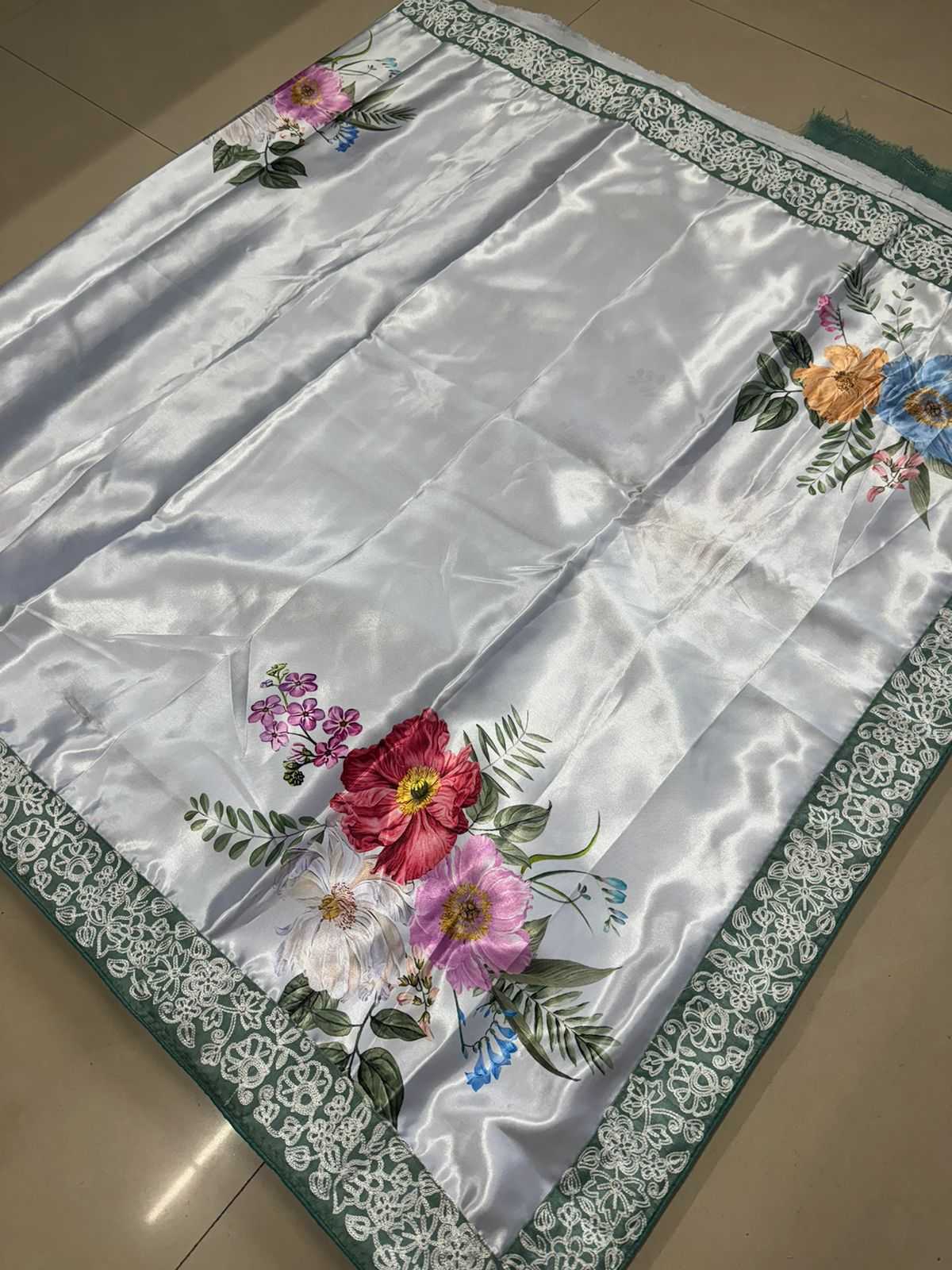 Ksa Satin RIN188 Madhuri Digital Sarees Sarees Bollywood Collections Wholesale Fancy Sarees Floral Sarees Madhuri Dixit Sarees Satin Sarees Manufacturer